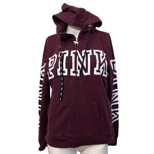 Victoria's Secret PINK Ladies S Zip Hooded Fleece Jacket Sweatshirt Breakaway
